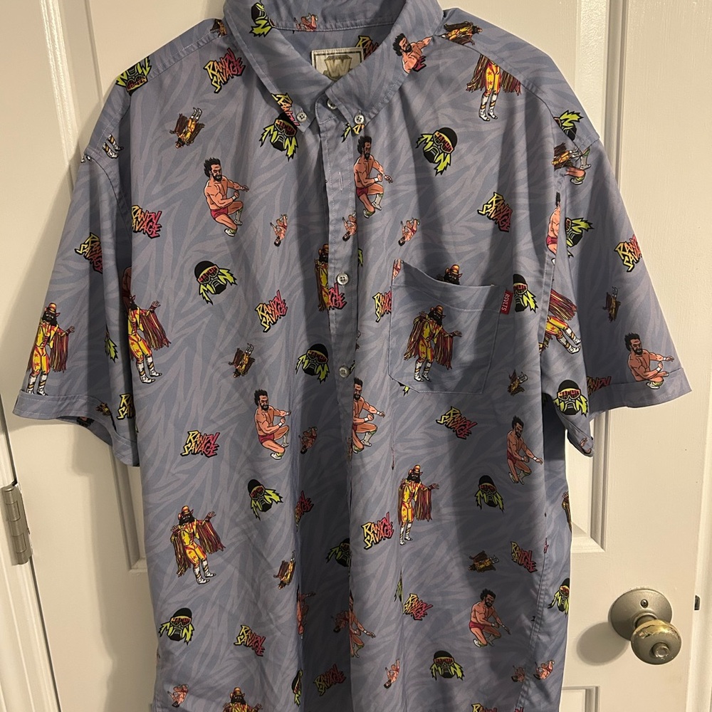 RSVLTS Macho Man Randy Savage WWE WWF button down shirt